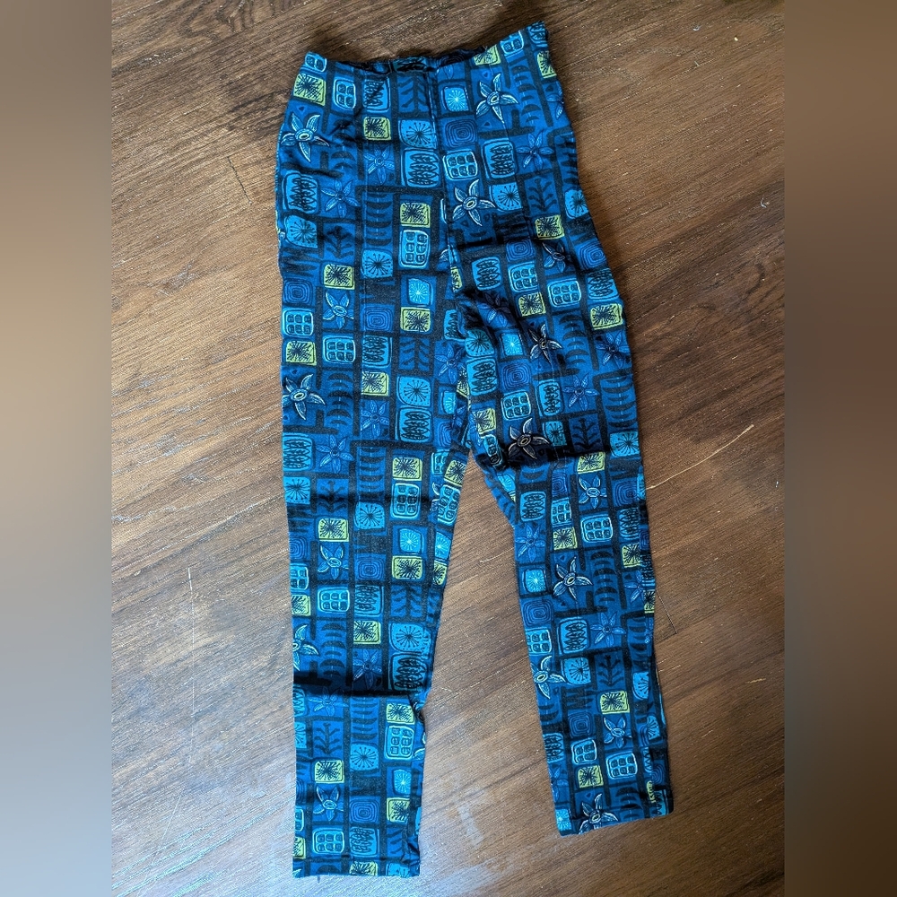 Collectif Vintage Blue and Green High Waisted Cigarette Pants